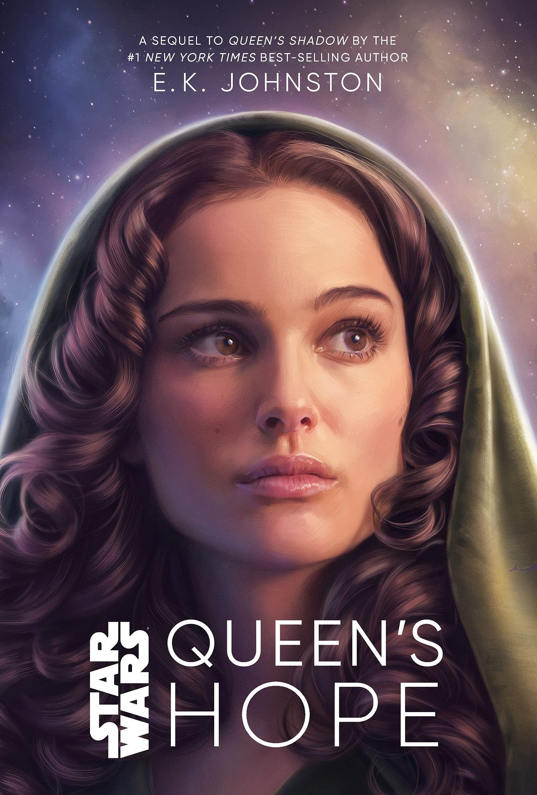 Queen Amidala as depicted on Tara Phillips and Leigh Zieske's cover art to Queen's Hope (2022), Disney-Lucasfilm Press