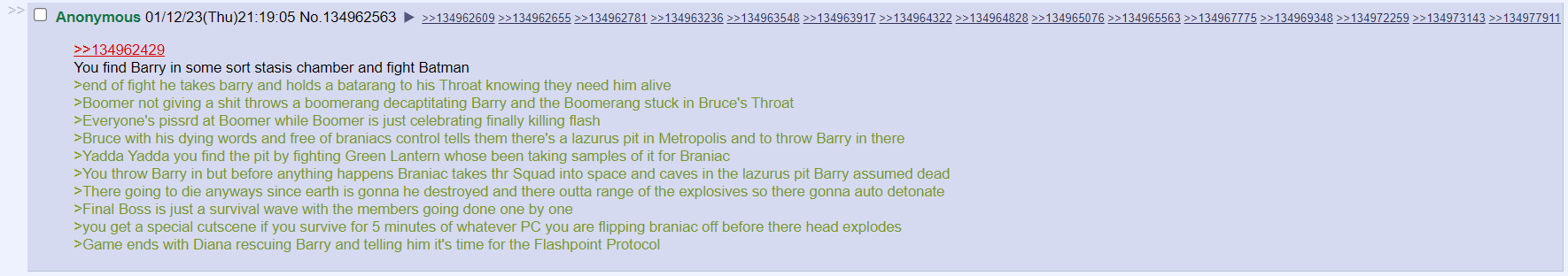 Archive link An alleged summery of Suicide Squad: Kill The Justice League via 4Chan