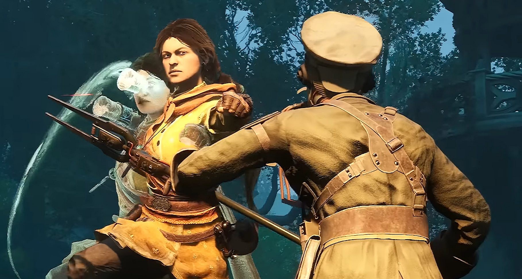 Hoona (Anya Chalotra) readies up to unleash the power of the Fold in Unknown 9: Awakening (2024), Bandai Namco