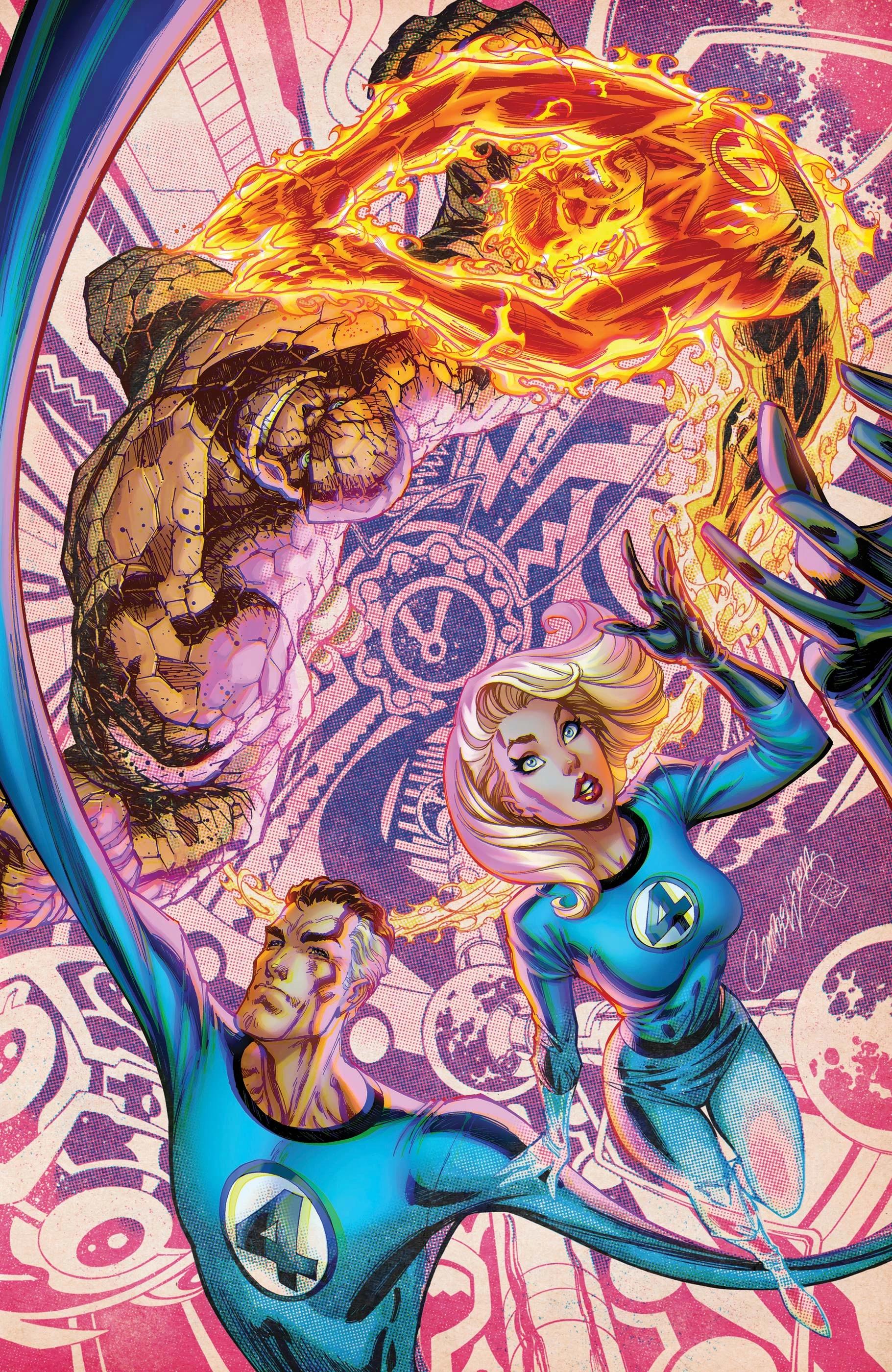 Anniversary variant cover by J. Scott Campbell via Fantastic Four Vol. 7 #1 "The Last Town On The Left" (2022), Marvel Comics