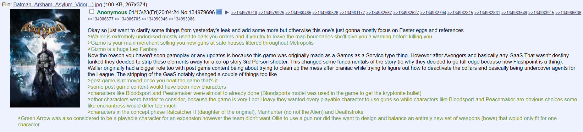 Archive link An alleged summery of Suicide Squad: Kill The Justice League via 4Chan