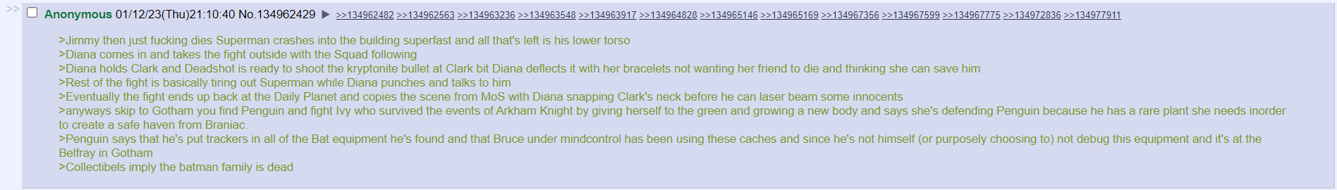 Archive link An alleged summery of Suicide Squad: Kill The Justice League via 4Chan