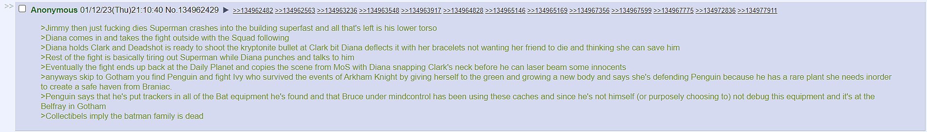 Archive link An alleged summery of Suicide Squad: Kill The Justice League via 4Chan