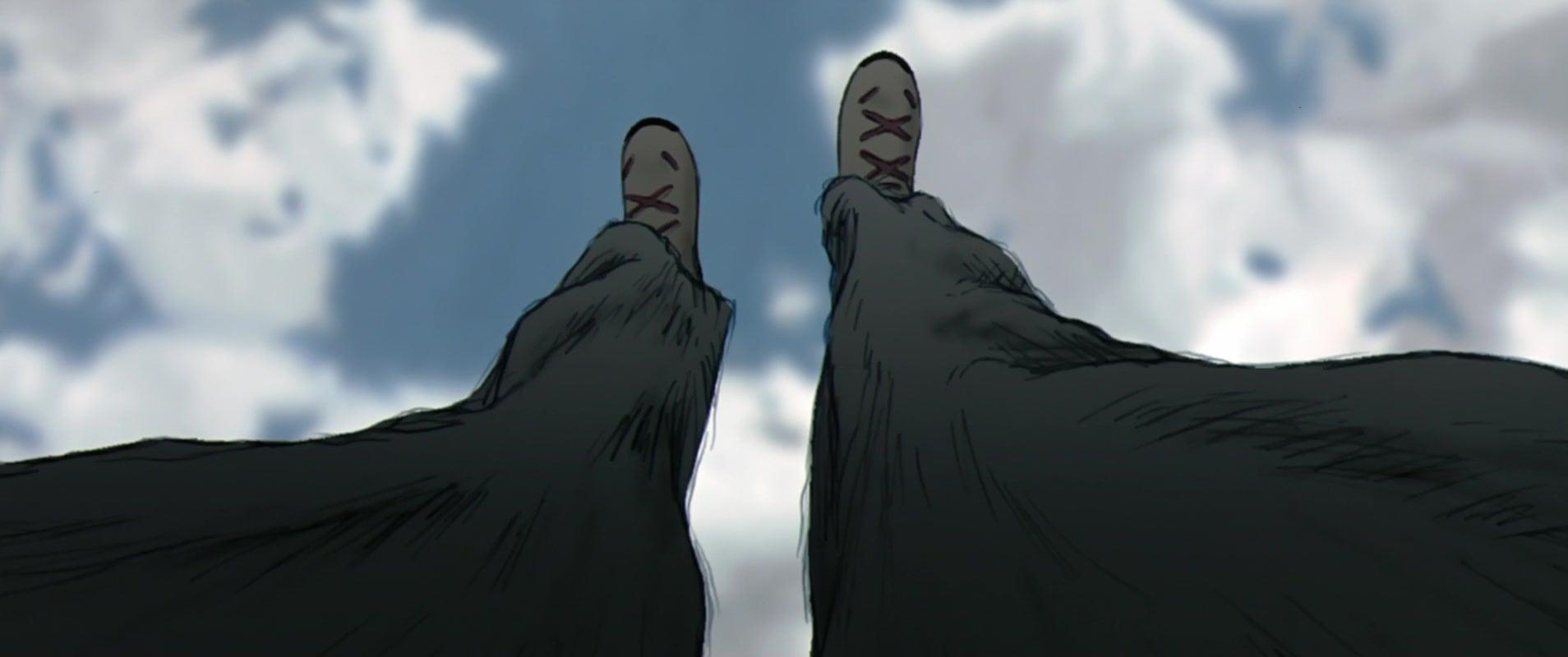 Michael Karl Popper (Hikaru Midorikawa) takes a leap of faith in The Animatrix 'Kid's Story (2003), Warner Bros. Animation