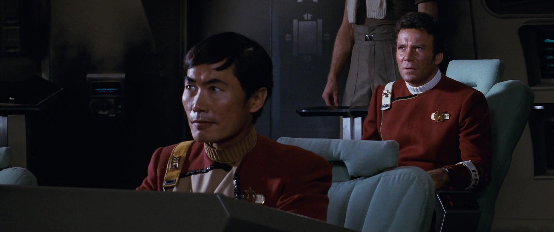 Kirk and Sulu prepare to fight Khan in Star Trek II: The Wrath of Khan (1982), Paramount Pictures