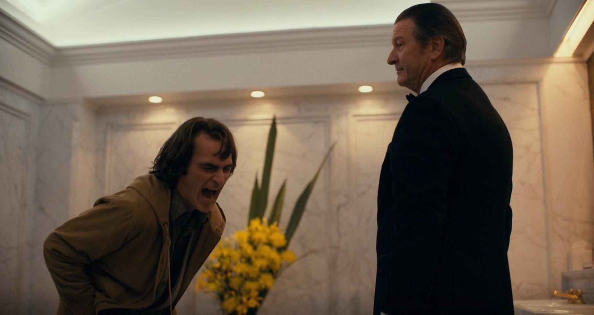Thomas Wayne (Brett Cullen) tells Arthur Fleck (Joaquin Phoenix) that he isn't his father in Joker (2019), Warner Bros. Entertainment