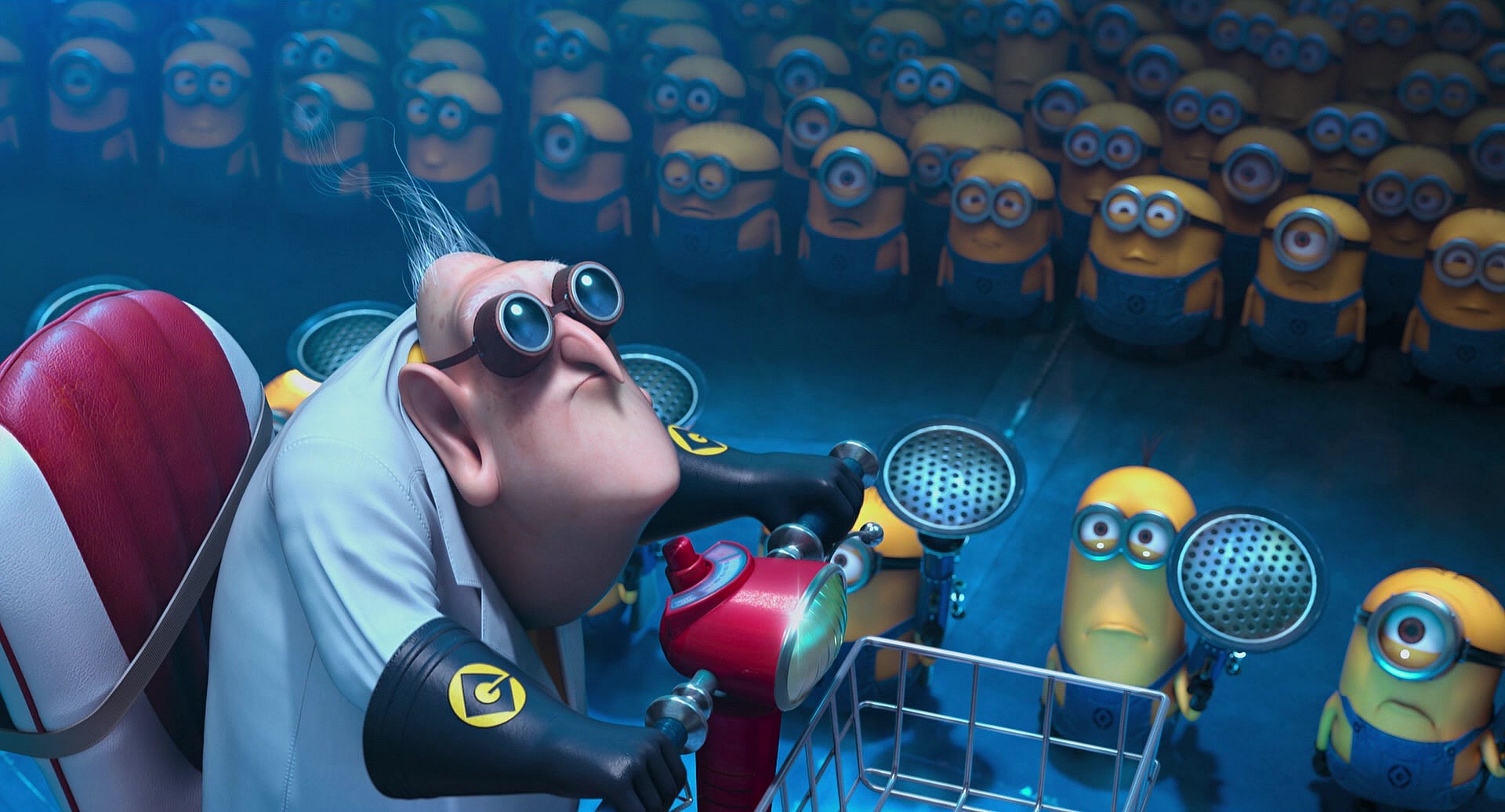 Dr. Nefario (Russell Brand) makes plans for Gru's (Steve Carrell) next plan in Despicable Me 2 (2013), Illumination