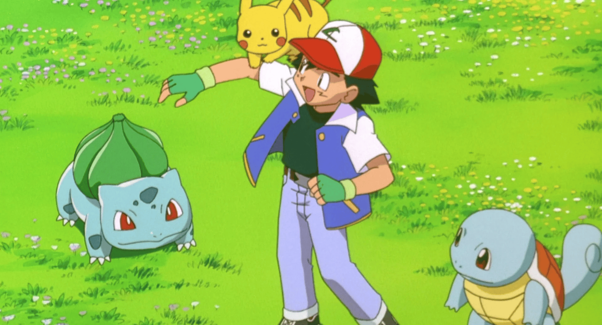 Ash (Rica Matsumoto) celebrates a battle victory in Pokémon: The First Movie - Mewtwo Strikes Back (1998), Toho
