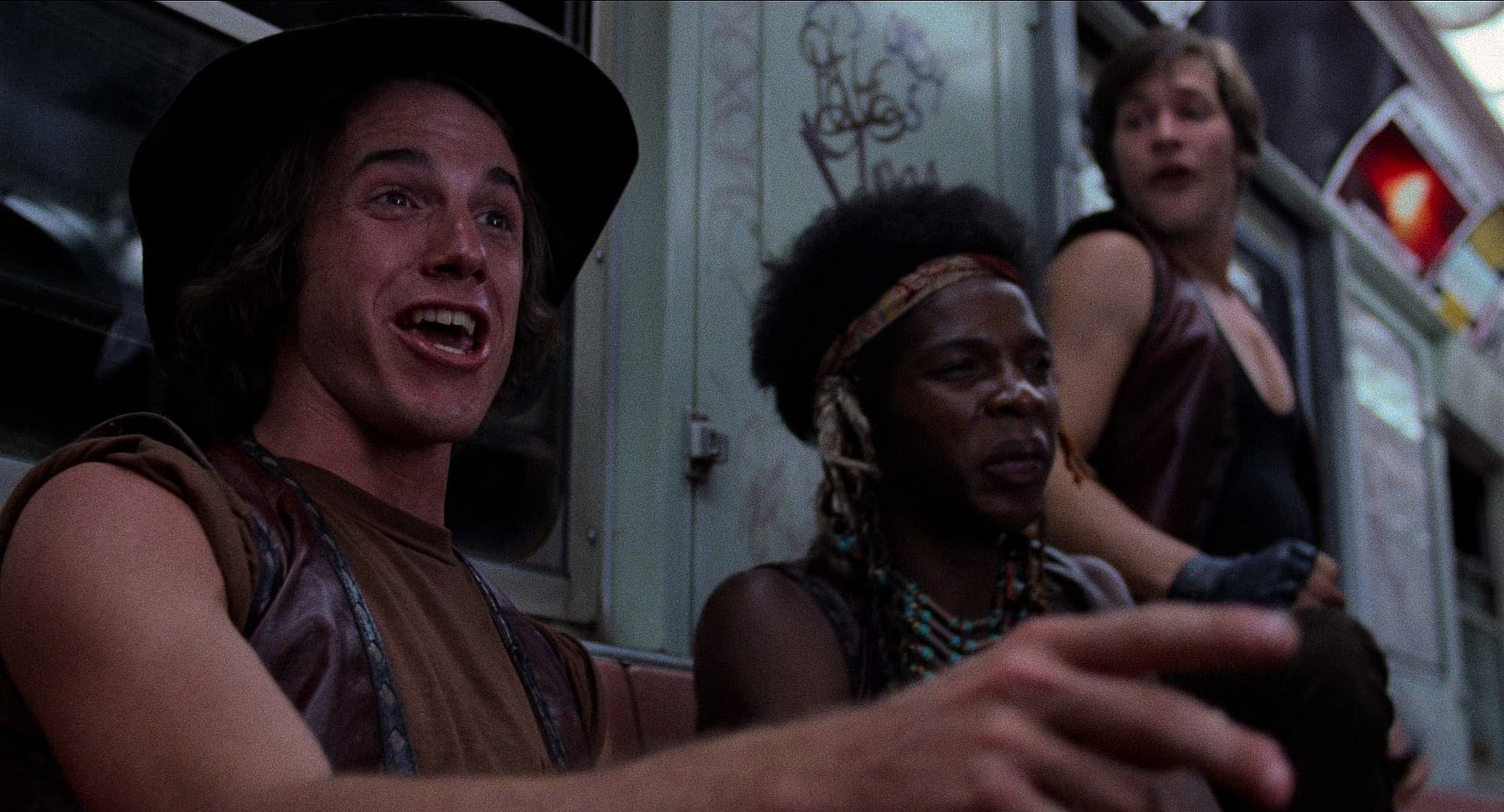 The titular gang narrowly escapes The Turnbull ACs in The Warriors (1979), Paramount Pictures