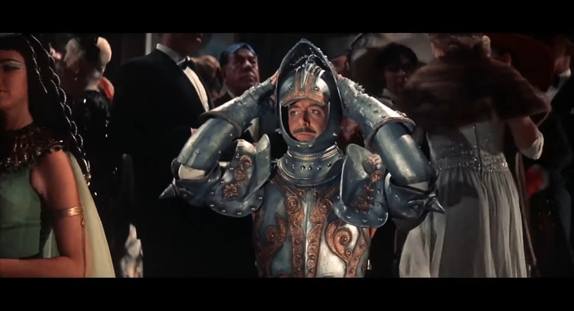 Inspector Clouseau (Peter Sellers) armors up in The Pink Panther (1964), MGM