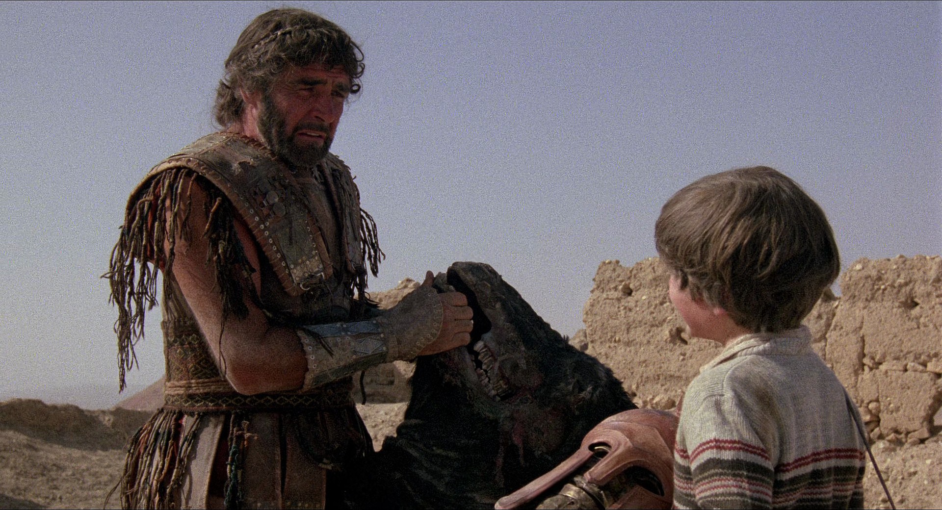 King Agamemnon (Sean Connery) thanks Kevin (Craig Warnock) for his help in besting the Minotaur in Time Bandit (1981), HandMade Films