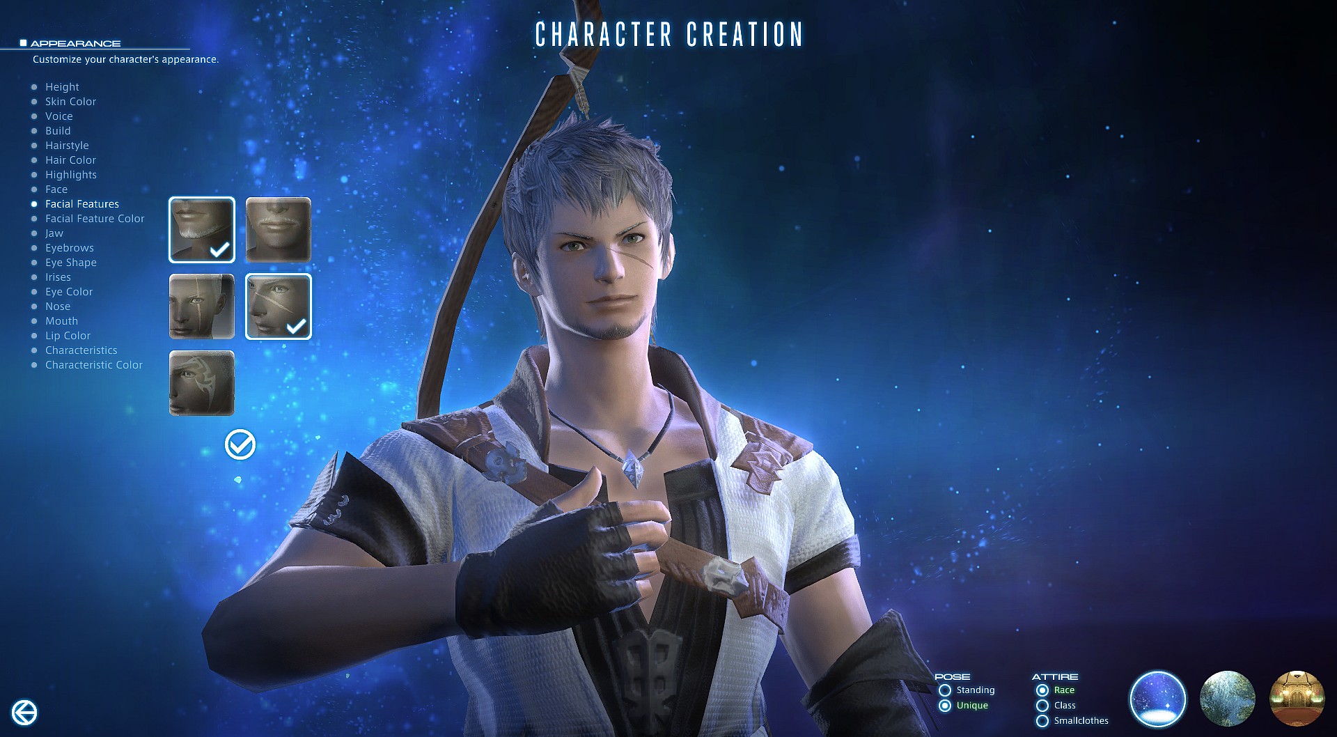 A Midlander Hyur being adjusted in character creation in Final Fantasy XIV: A Realm Reborn (2013), Square Enix