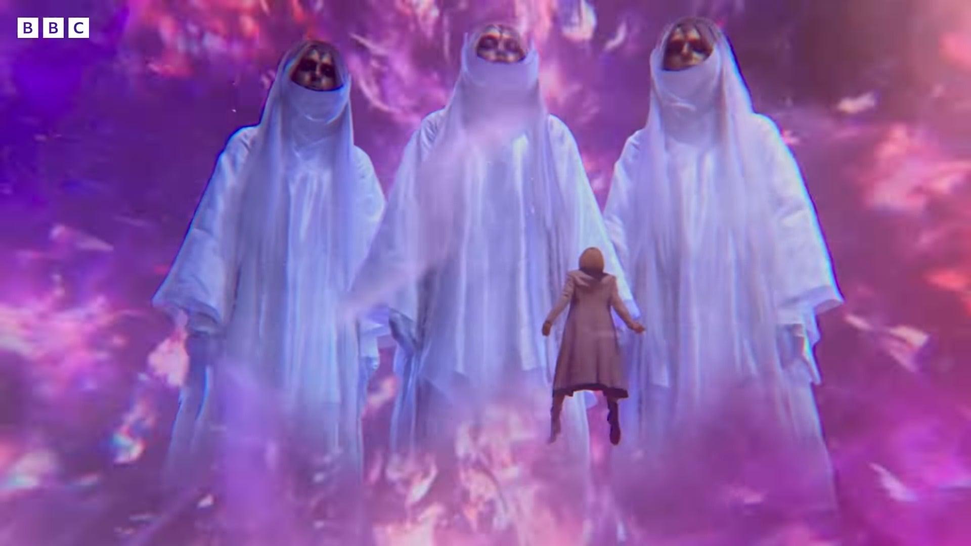 The Mouri have words for The Thirteenth Doctor (Jodie Whitaker) in Doctor Who Season 13 Episode 3 “Chapter Three: Once, Upon Time” (2021), BBC