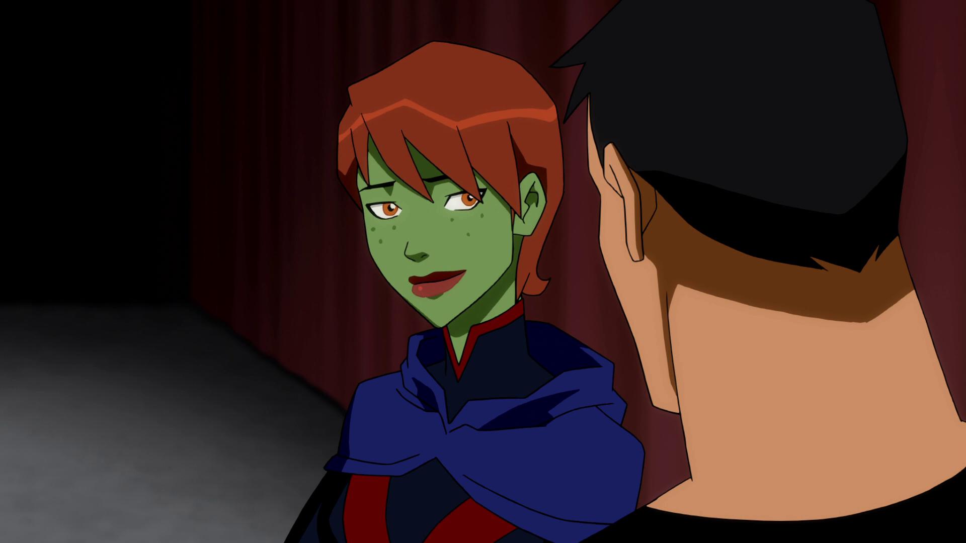 Superboy reassures Miss Martian in the season finale of Young Justice Season 2 (2012)