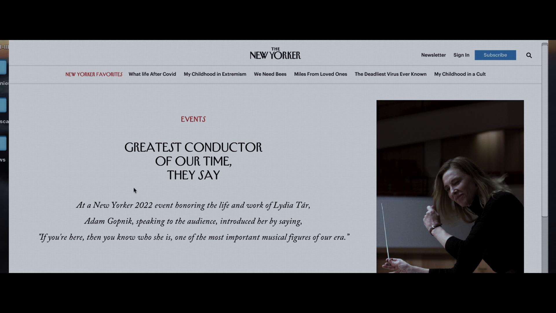 Lydia Tár (Cate Blanchett) relives her greatest hits via Tár (2022), Universal Pictures