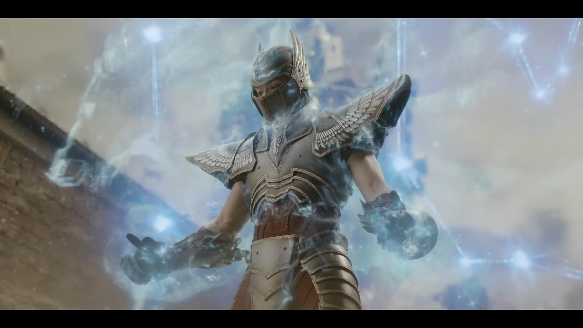 Seiya (Mackenyu) stands in awe of the Pegasus Cloth in Knights of the Zodiac (2023), Toei Animation via YouTube
