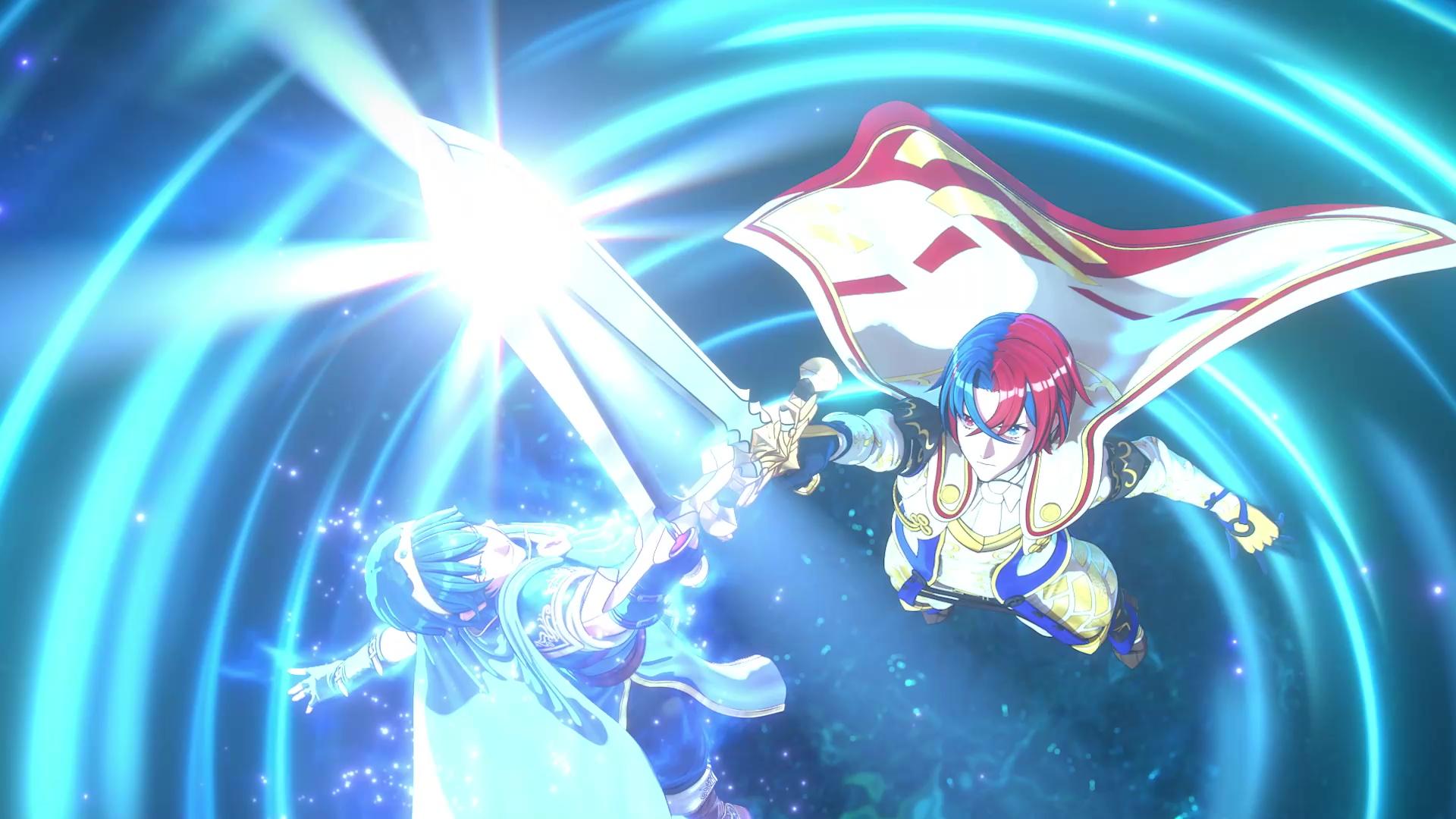 The male player character uses Emblem Engage with Emblem Marth via Fire Emblem Engage (2023), Nintendo