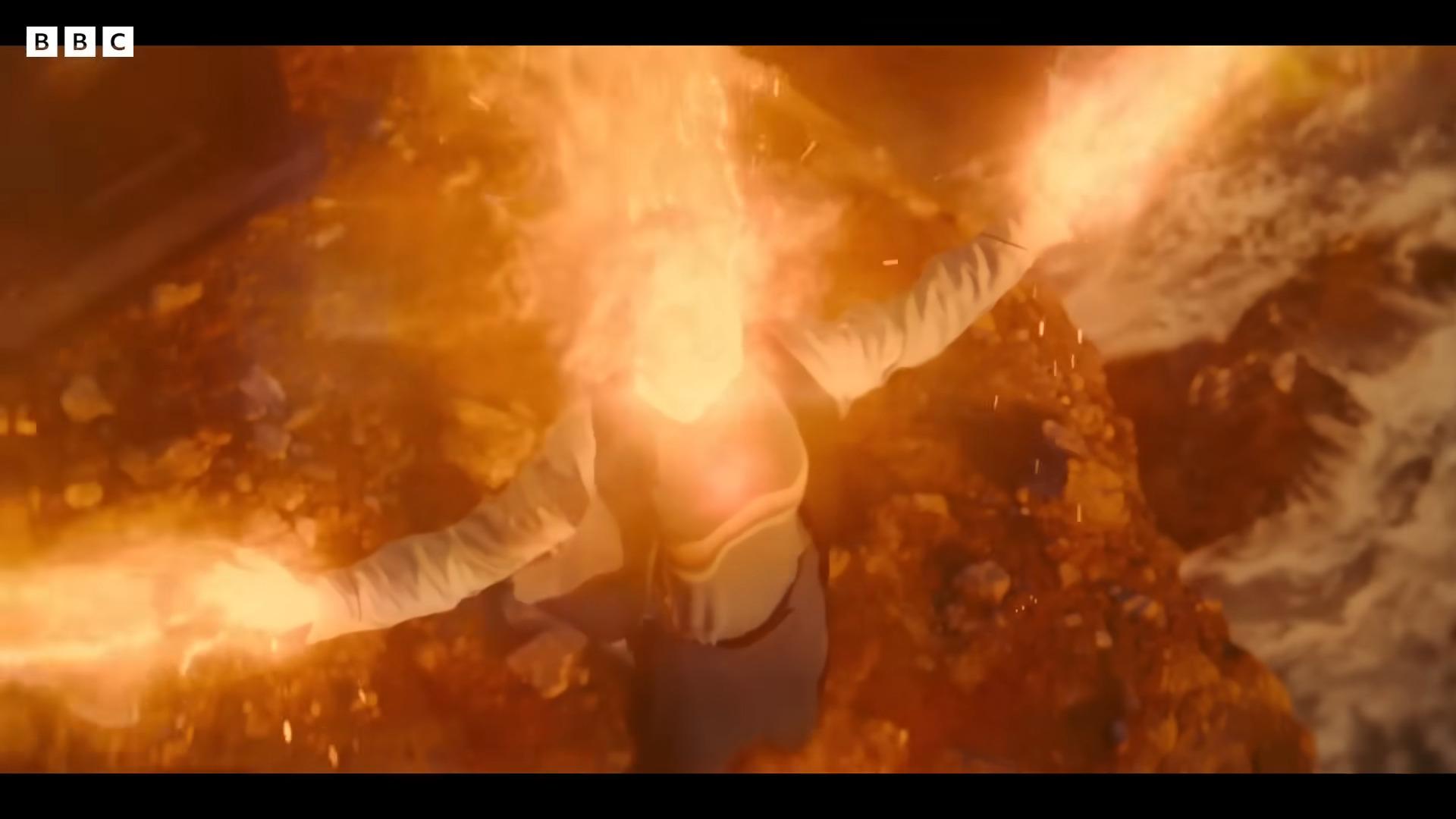 The Thirteen Doctor (Jodie Whitaker) undergoes regeneration in Doctor Who "The Power of the Doctor" Special (2022), BBC