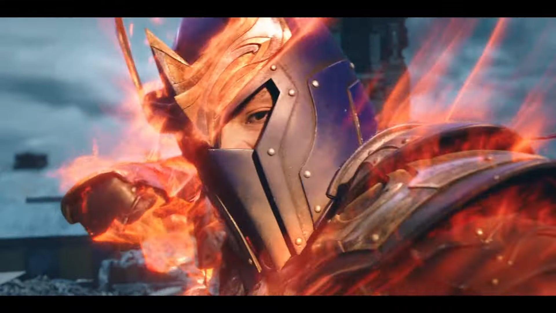 Phoenix Nero (Diego Tinoco) prepares to take a swing at Seiya (Mackenyu) in Knights of the Zodiac: The Beginning (2023), Sony
