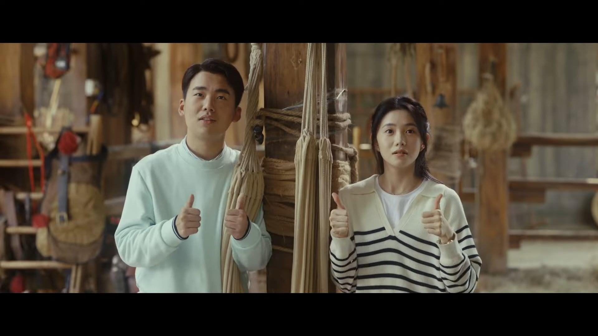Mickey (Guo Qilin) and Bao (Liu Haocun) throw their support behind Luo (Jackie Chan) and Red Hare in Ride On (2023), Well Go USA
