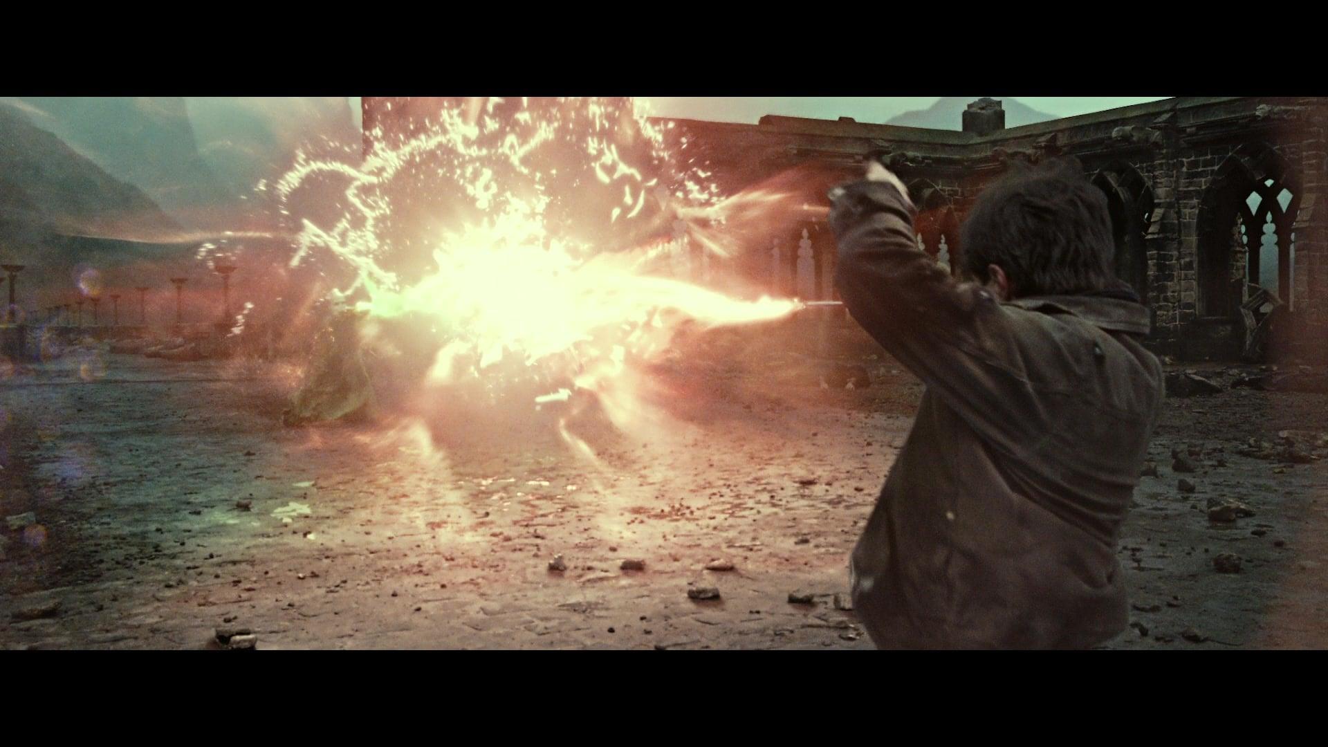 Harry Potter (Daniel Radcliffe) clashes with Lord Voldemort (Ralph Fiennes) in Harry Potter and the Deathly Hallows - Part 2 (2010), Warner Bros. Pictures