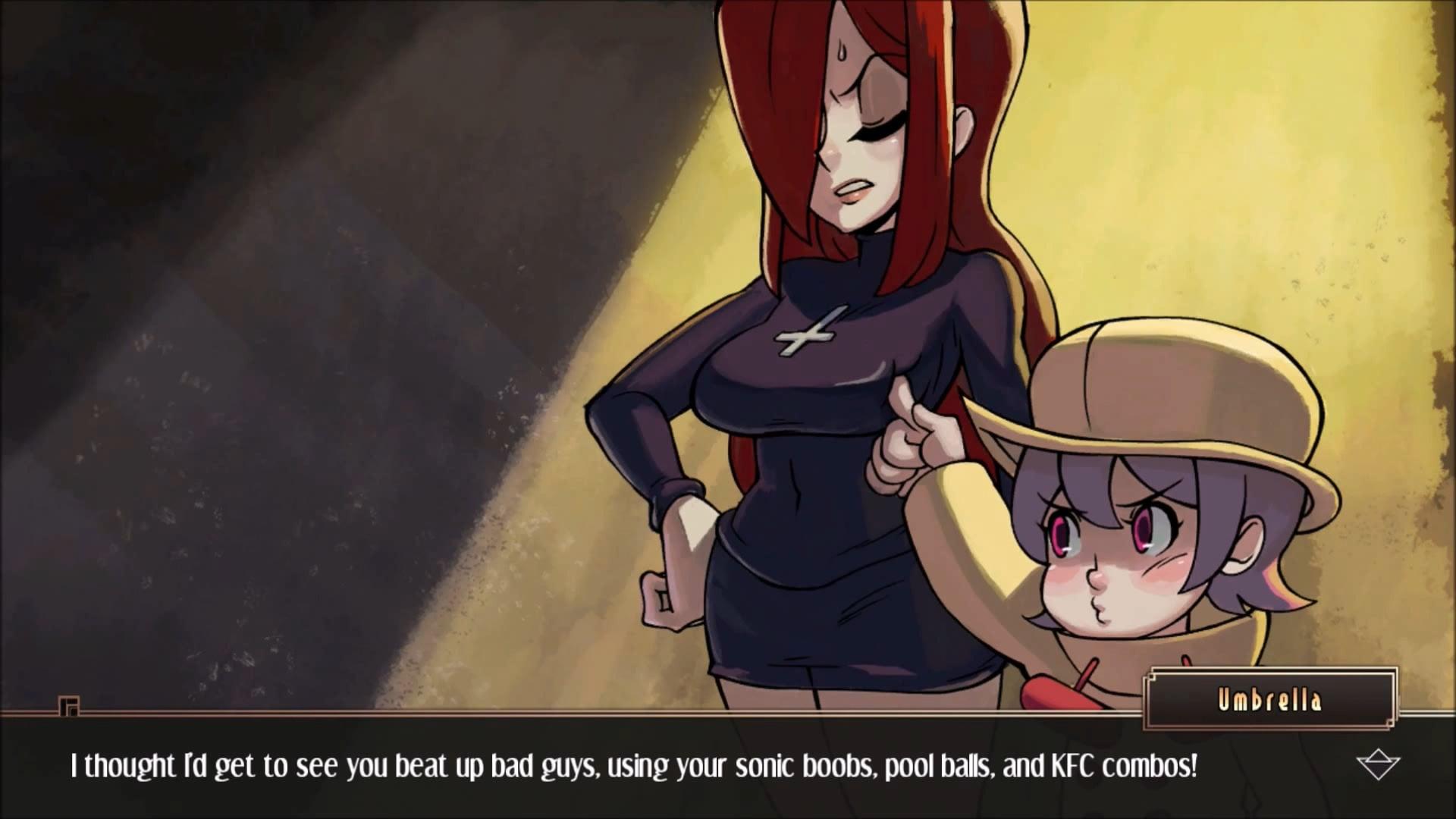 Umbrella mocks Parasoul in Skullgirls: 2nd Encore (2013), Autumn Games