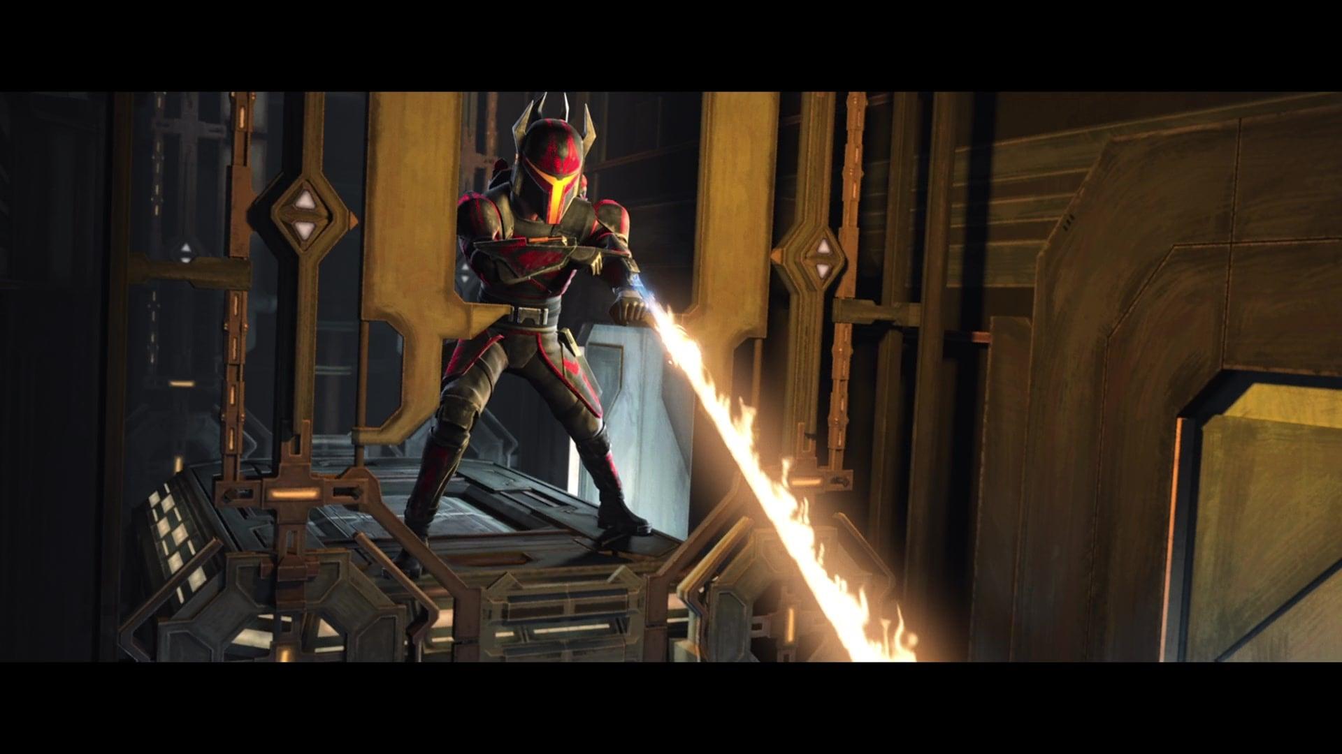 Gar Saxon (Ray Stevenson) attempts to cook Darth Maul (Sam Witwer) in Star Wars: The Clone Wars Season 7 Episode 10 "The Phantom Apprentice" (2020), Lucasfilm Animation