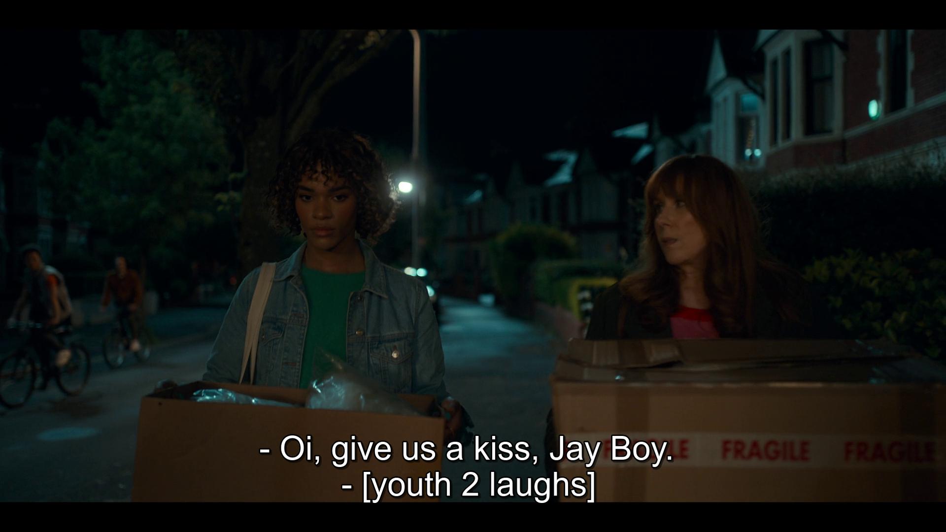 Two youths taunt Rose (Yasmin Finney) over her transgender identity in Doctor Who Special 302 "The Star Beast" (BBC)