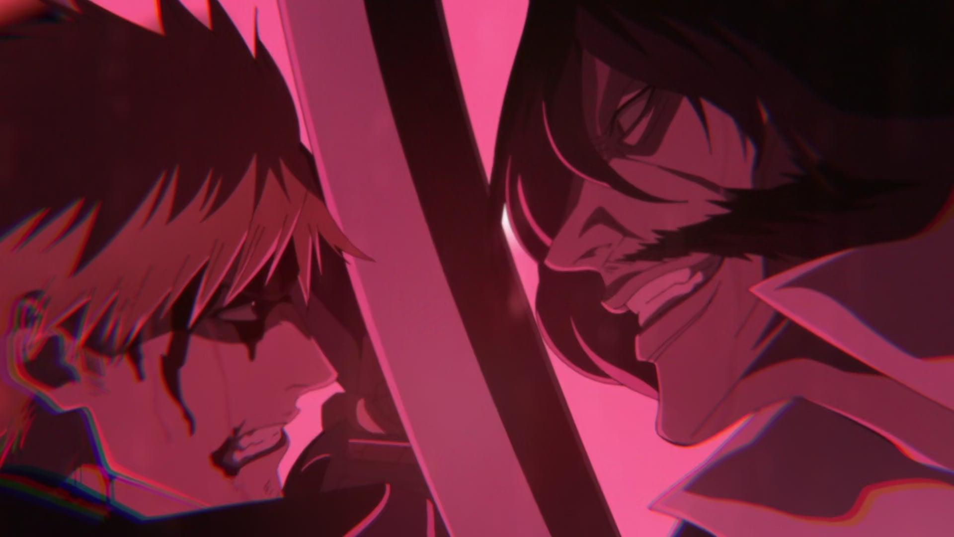 Ichigo Kurosaki (Masakazu Morita) comes to blows with The Quincy King Yhwach (Takayuki Sugō) in Bleach: Thousand-Year Blood War Episode 13 "The Blase is Me" (2022), Studio Pierrot