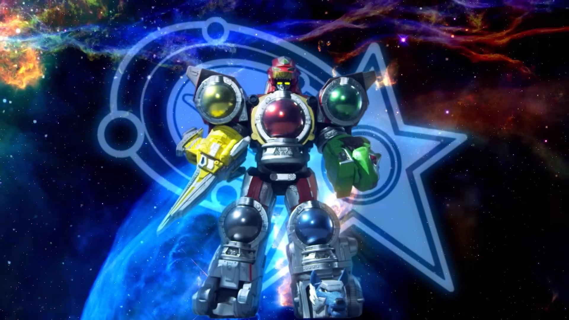 The Cosmic Fury Megazord roars to life in Power Rangers Cosmic Fury Season 1 Episode 1 "Lightning Strikes" (2023), Netflix