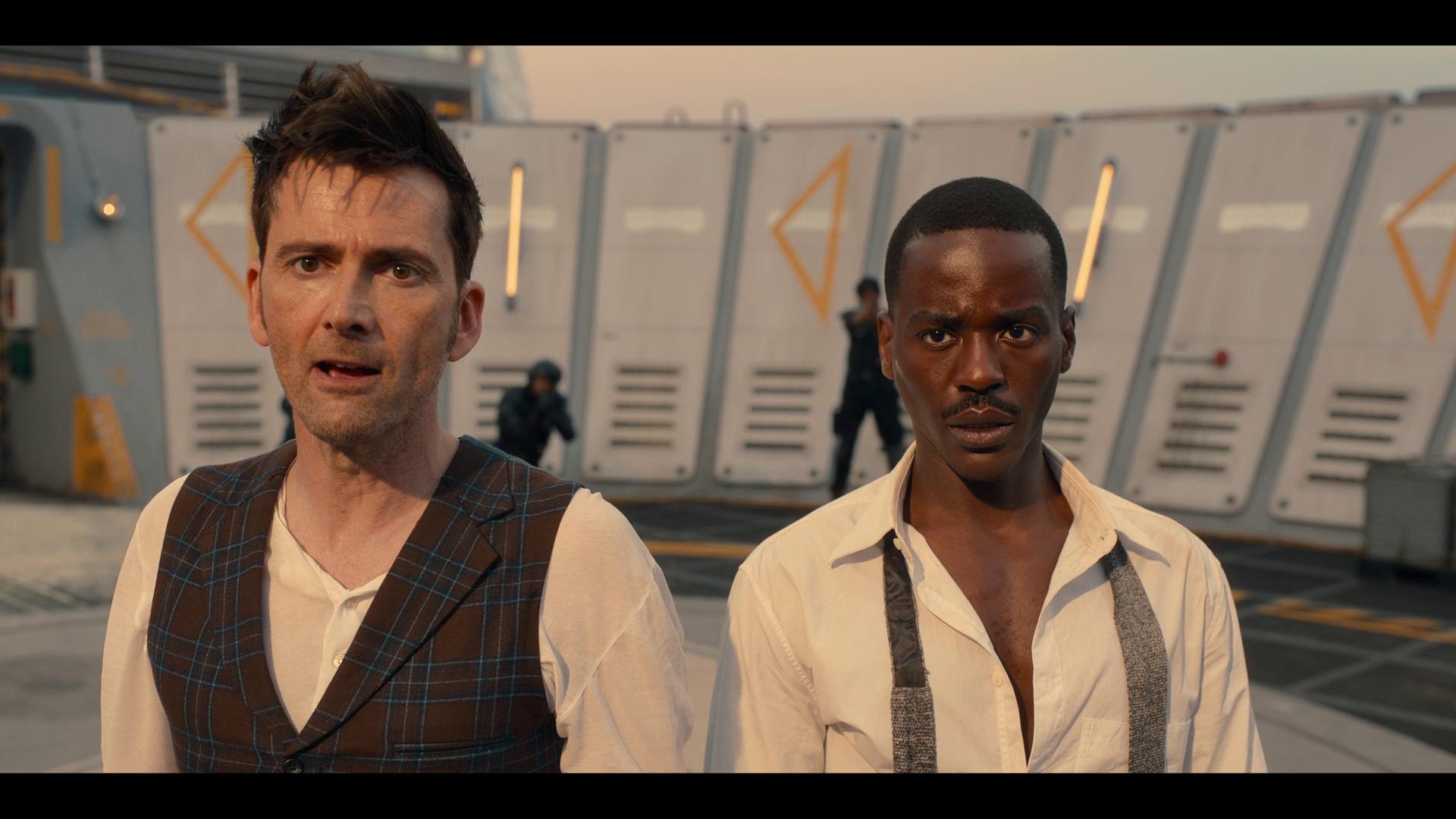 The 14th Doctor (David Tennant) and The 15th Doctor (Ncuti Gatwa) team-up to stop The Toymaker (Neil Patrick Harris) in Doctor Who Special 303 “The Giggle" (BBC)