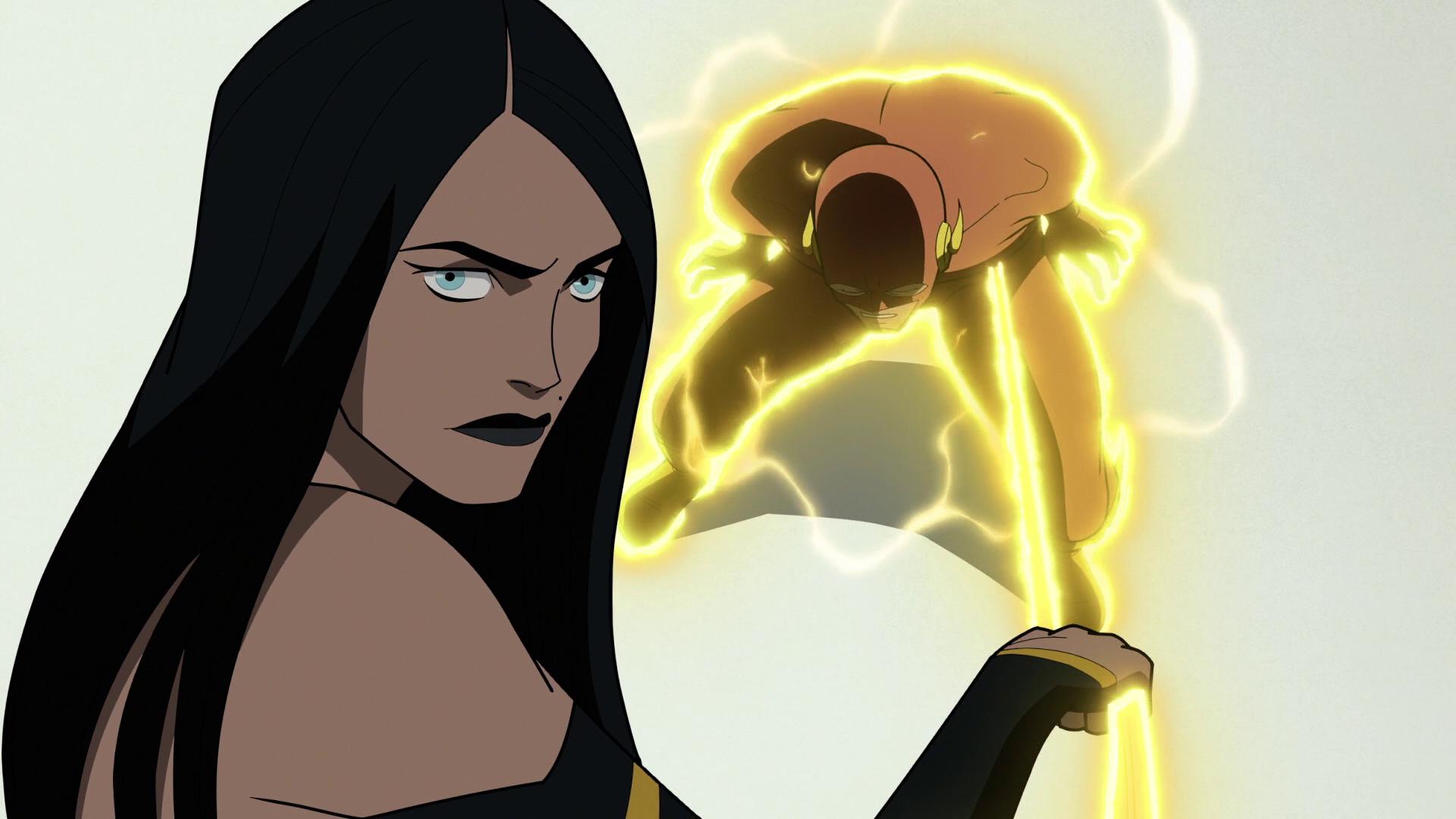 Superwoman (Stana Katic) has The Flash (Matt Bomer) under her control in Justice League: Crisis on Infinite Earths - Part One (2024), Warner Bros. Animation