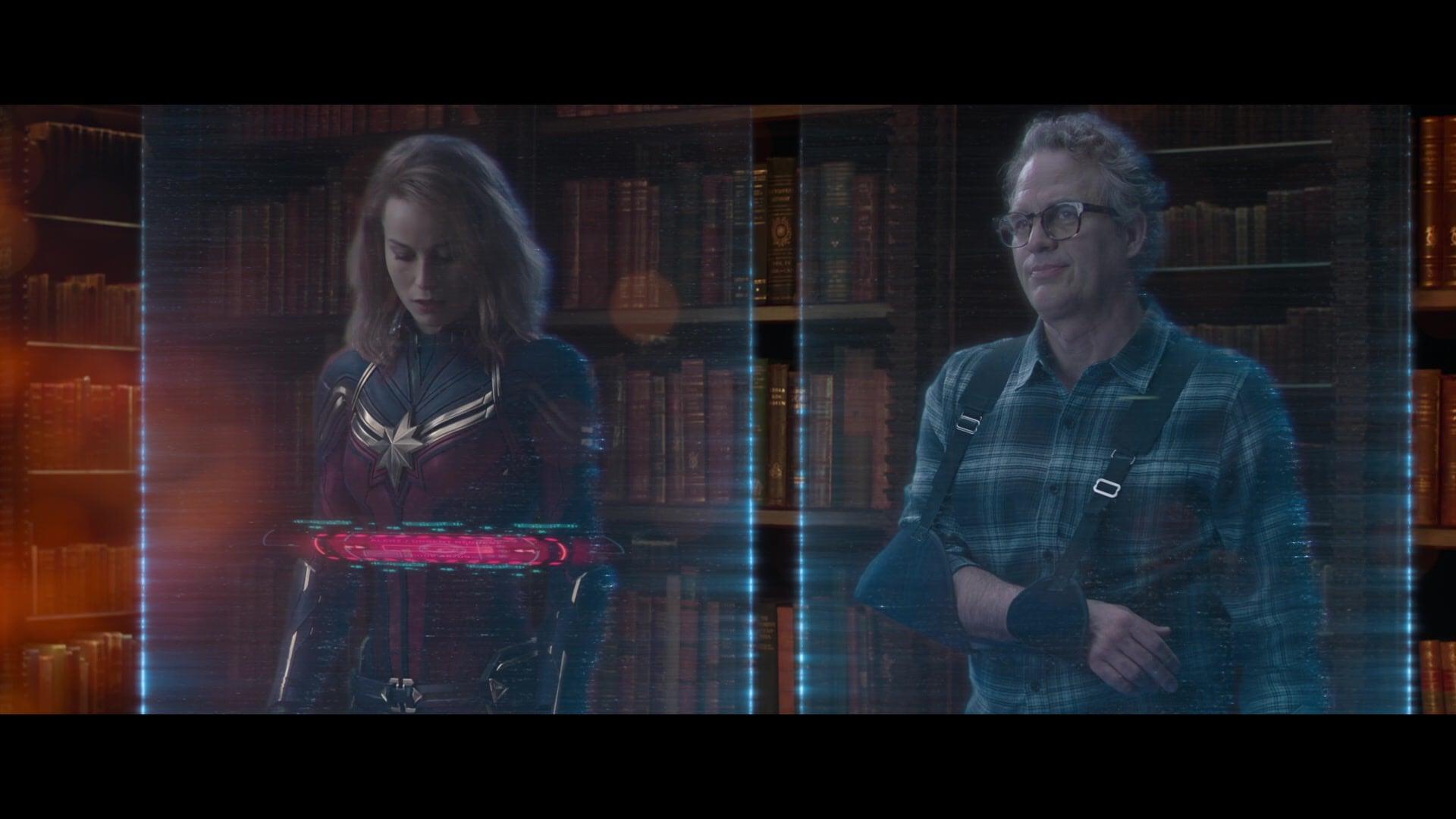 Captain Marvel (Brie Larson) and Bruce Banner (Mark Ruffalo) debrief Shang-Chi (Simu Liu) on the Ten Rings situation in Shang-Chi and the Legend of the Ten Rings (2021), Marvel Entertainment
