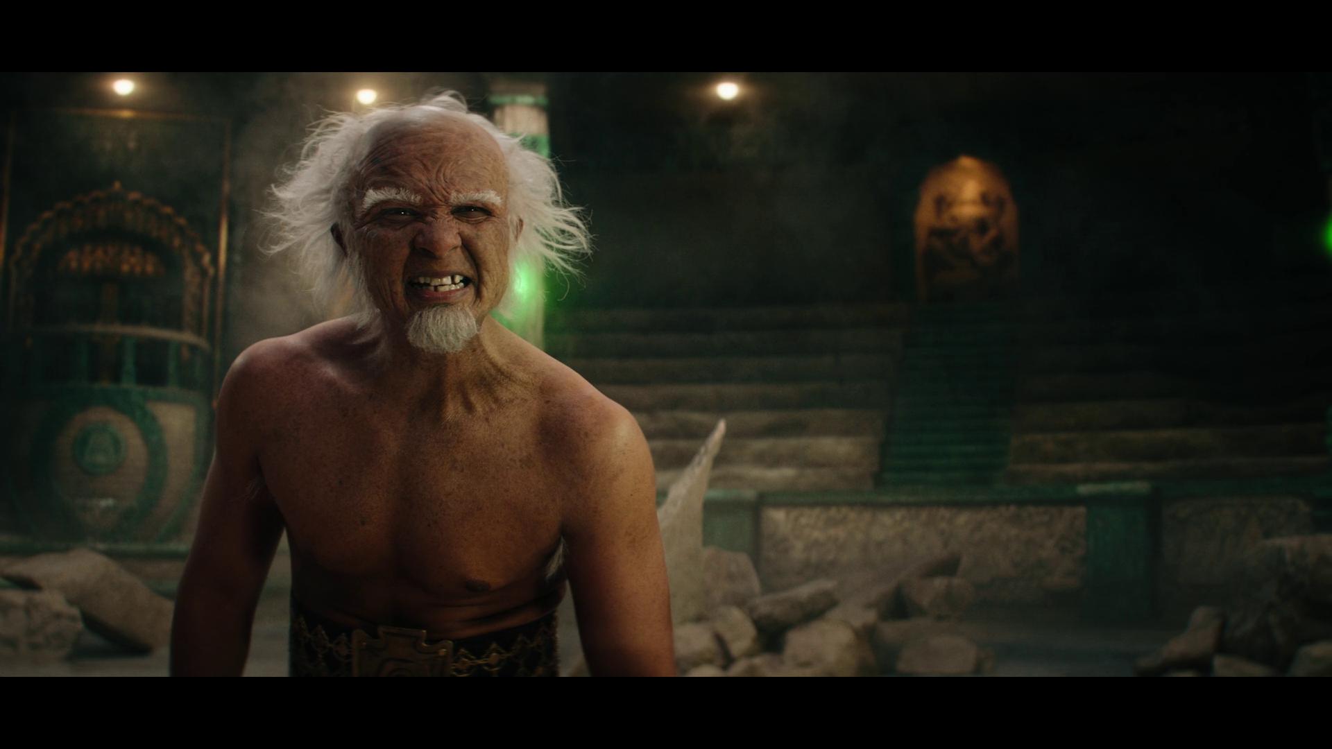King Bumi (Utkarsh Ambudkar) tells Aang (Gordon Comier) to abandon his friendships if he wants to have any hope of saving the world in Avatar: The Last Airbender Season 1 Episode 4 "Into the Dark" (2024), Netflix