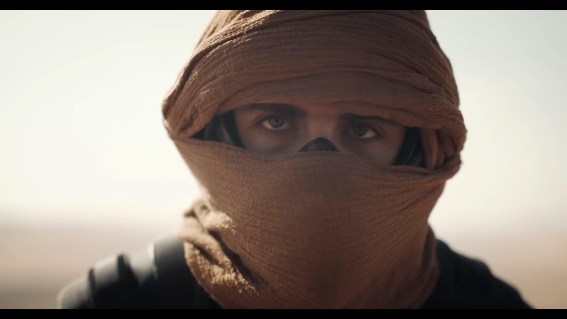 Paul Atreides (Timothée Chalamet) prepares to tame the Shai-Hulud in Dune: Part Two (2024), Legendary Pictures