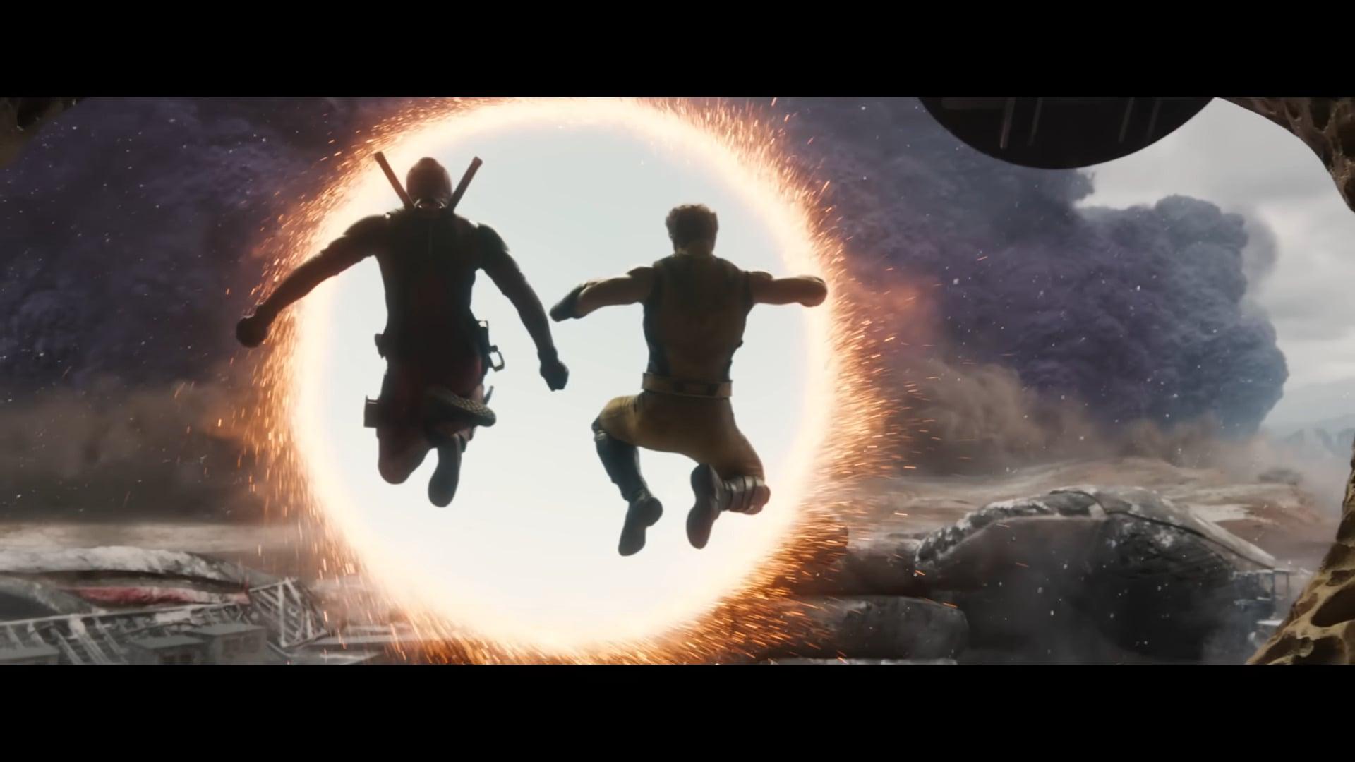 Deadpool (Ryan Reynolds) and Wolverine (Hugh Jackman) make the literal leap to the MCU in Deadpool & Wolverine (2024), Marvel Entertainment