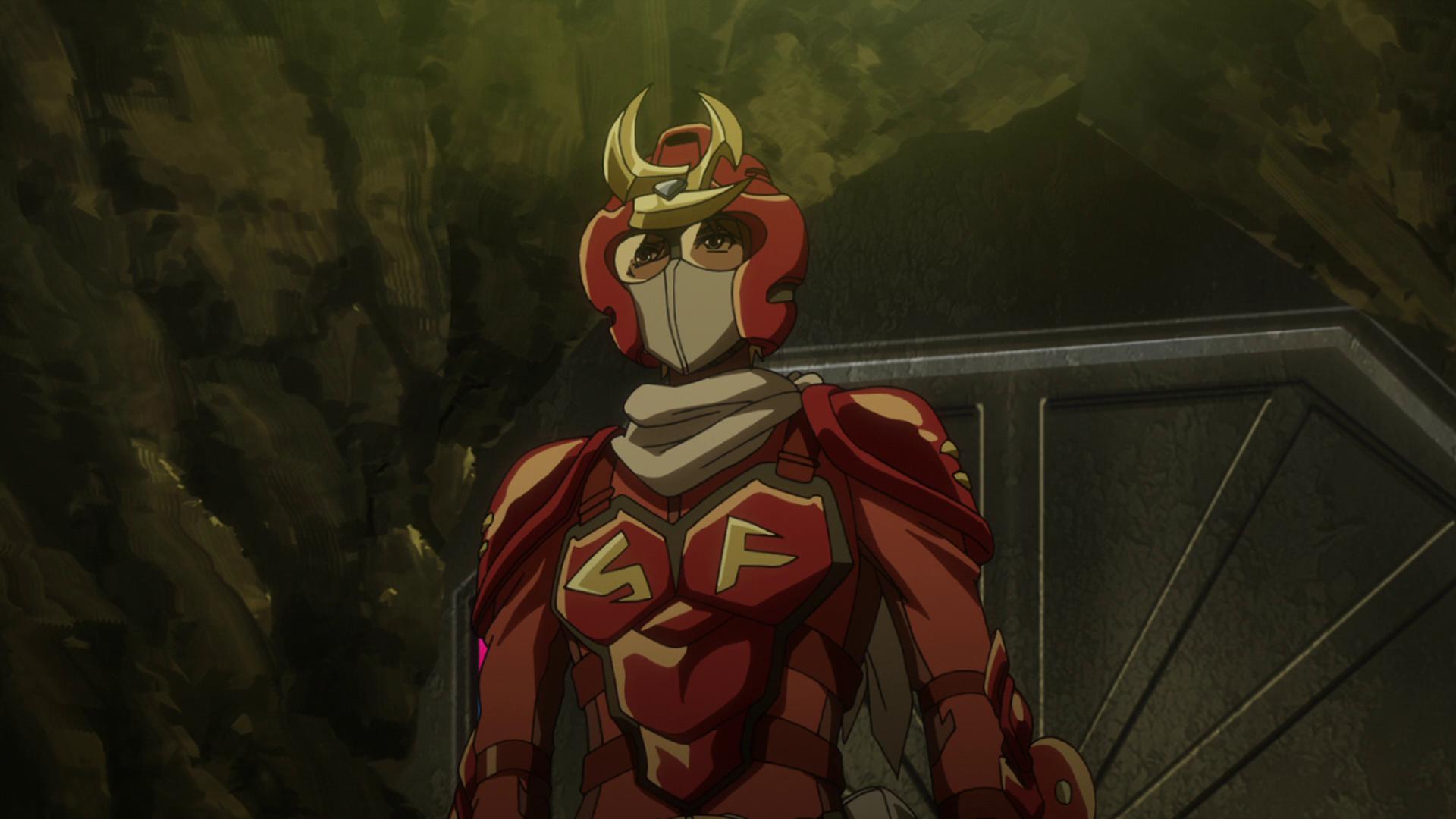 Masayoshi (Toshiki Masuda) searches for King Torture (Sho Hayumi) in Samurai Flamenco Season 1 Episode 10 "Final Battle at the Enemy Base!" (2013), Manglobe