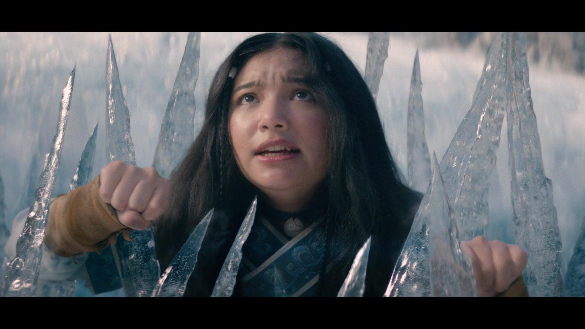 Katara (Kiawentiio) is bested in Water Bending by Pakku (A Martinez) in Avatar: The Last Airbender Season 1 Episode 7 "The North" (2024), Netflix