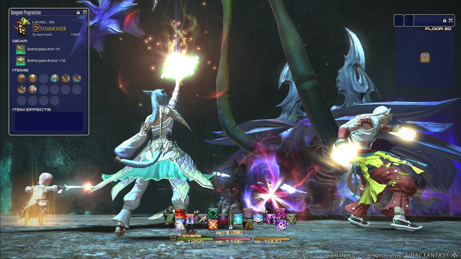 Adventurers take on the Spurge within the Palace of the Dead in Final Fantasy XIV: Heavensward (2015), Square Enix