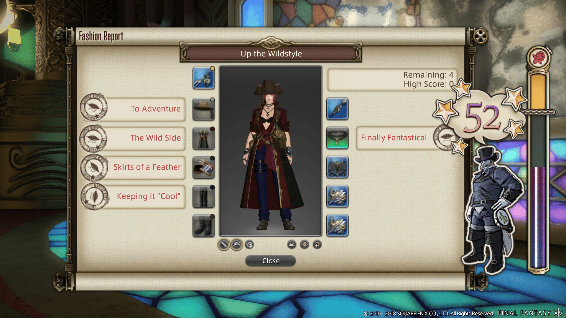 A Miqo'te takes on on the Gold Saucer's Fashion Report in Final Fantasy XIV: Stormblood (2017), Square Enix