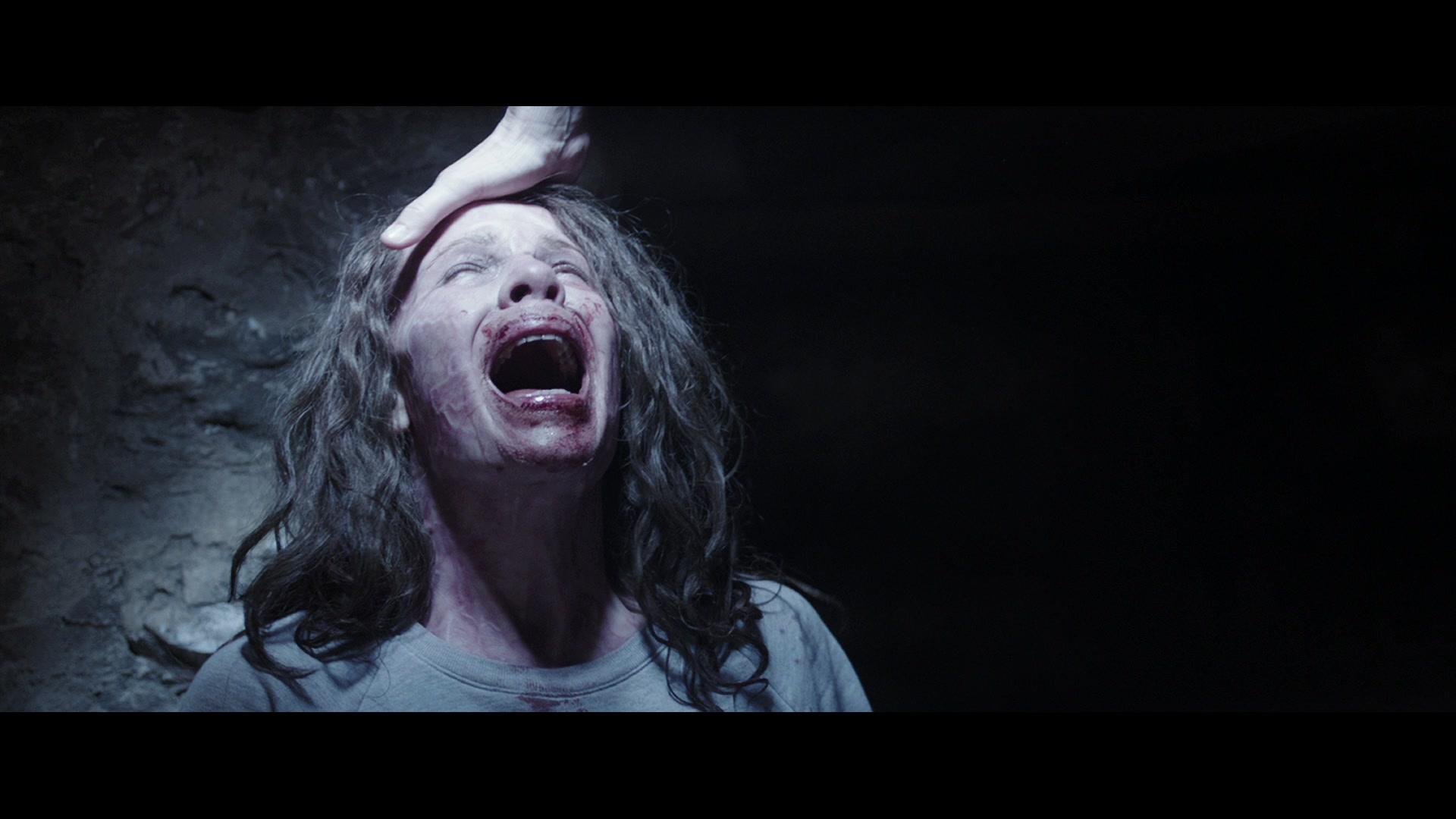 Ed Warren (Patrick Wilson) performs an emergency exorcism on Carolyn (Lili Taylor) in The Conjuring (2013), New Line Cinema