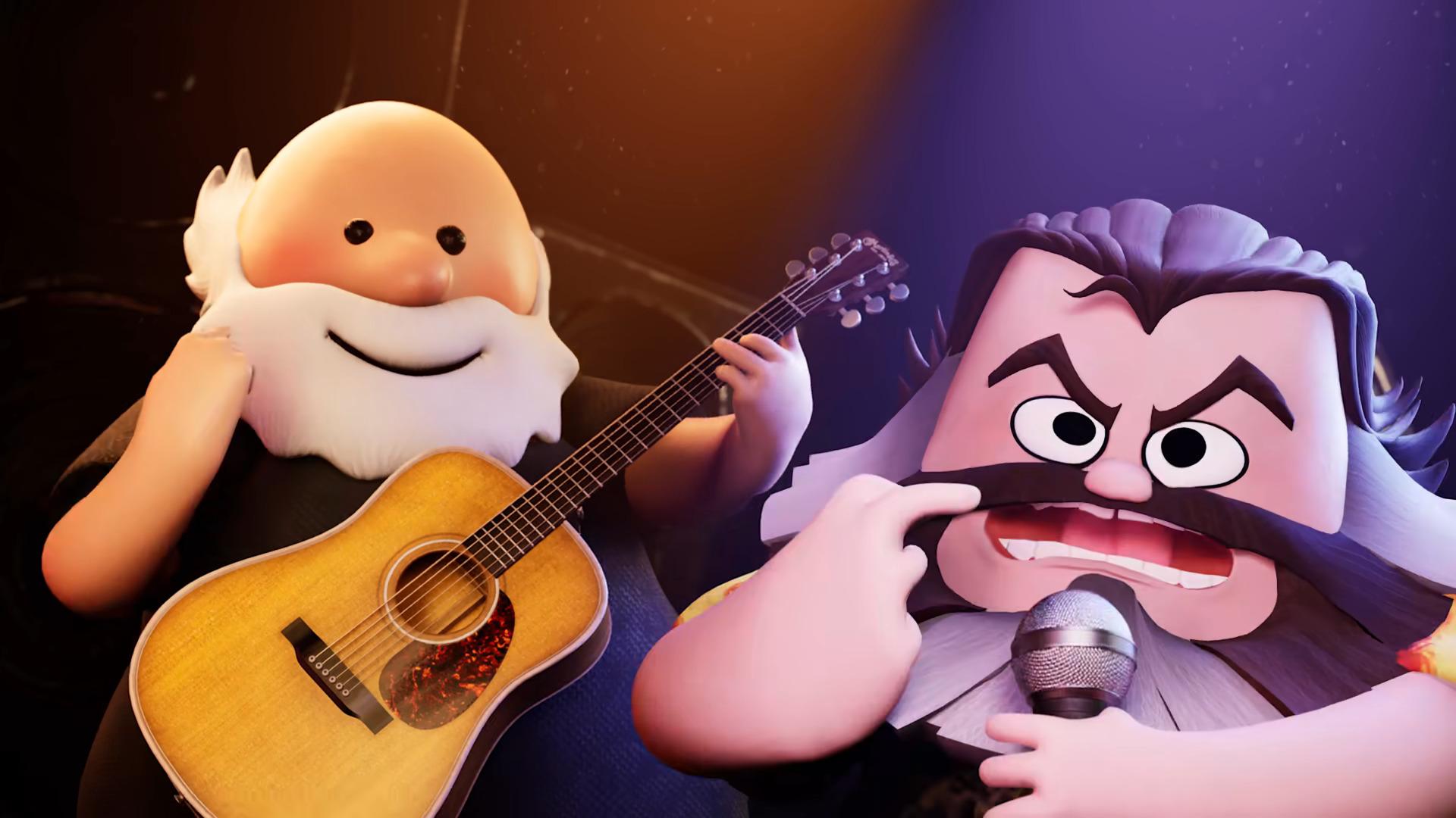 Kyle Gass and Jack Black as they appear in the music video to Tenacious D's 'Video Games' (2023), Columbia Records