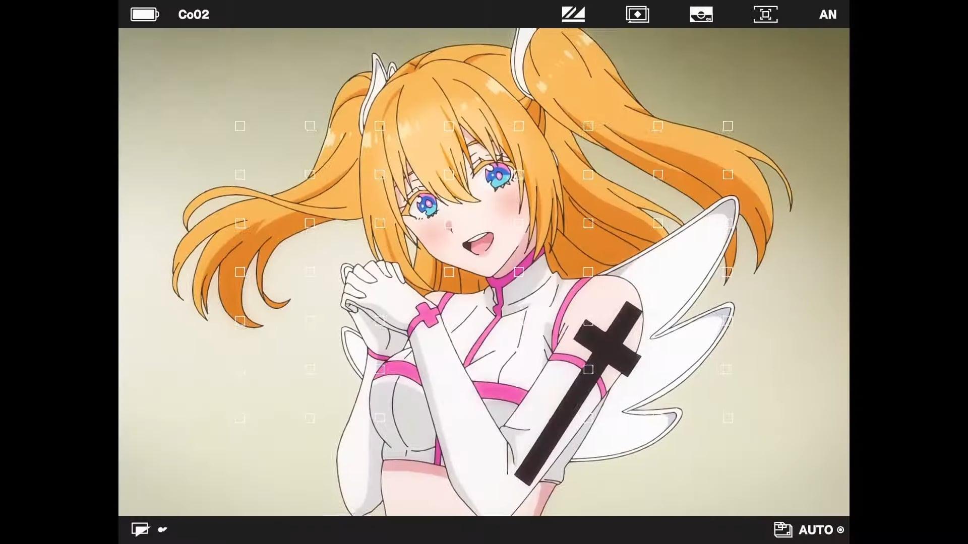 Lilysa Amano (Kaori Maeda) strikes a cheery pose for the camera in 2.5 Dimensional Seduction Anime Episode 1 "New Student from Another Dimension" (2024), JC Staff
