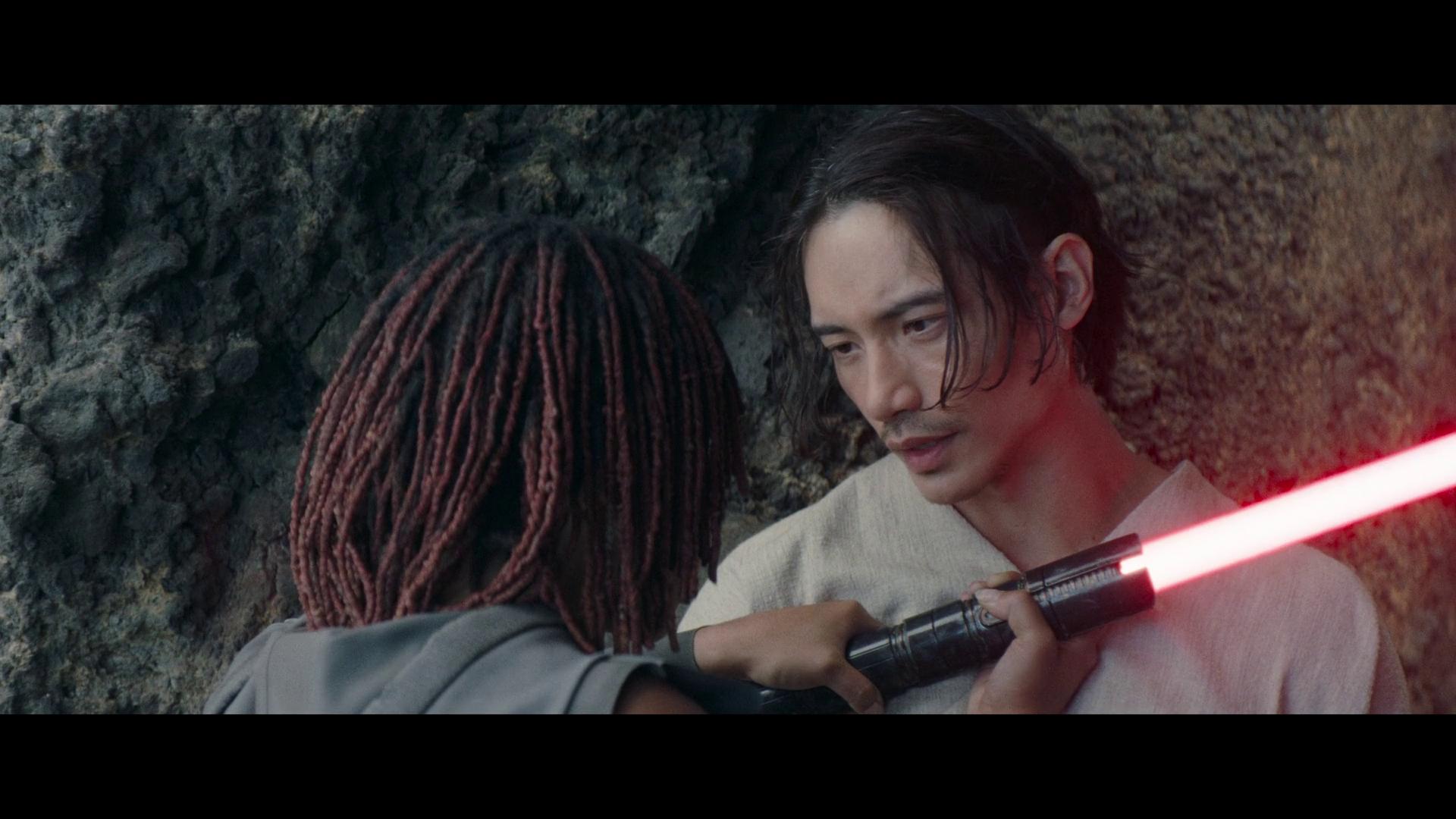 Qimir (Manny Jacinto) shows Osha (Amandla Stenberg) the ways of the Dark Side in The Acolyte Season 1 Episode 6 'Teach/Corrupt' (2024), Disney
