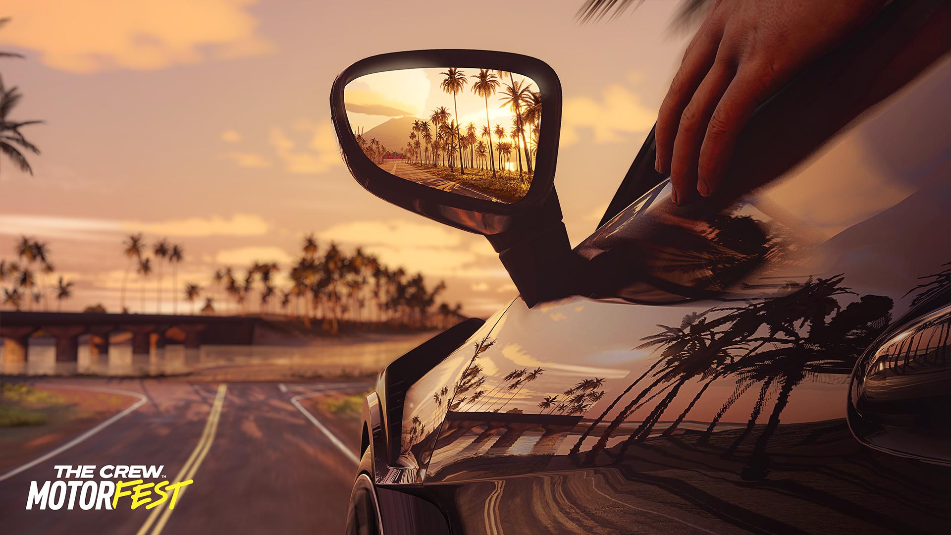 Rear-view mirrors show a pretty view in The Crew Motorfest (2023), Ubisoft