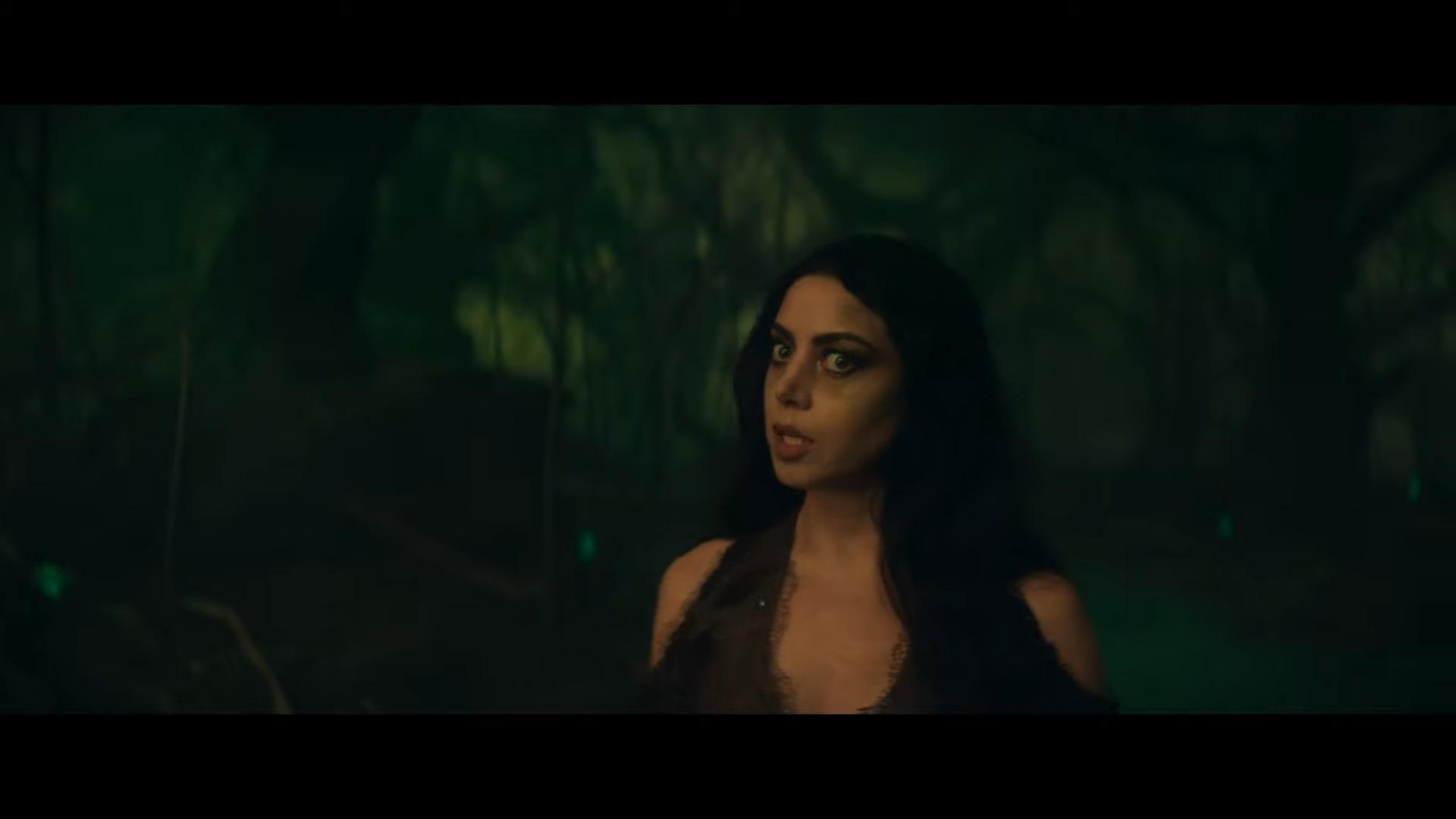 The Green Witch (Aubrey Plaza) greets Agatha Harkness (Kathryn Hahn) and her coven on The Witche's Road in Agatha All Along (2024), Marvel Entertainment