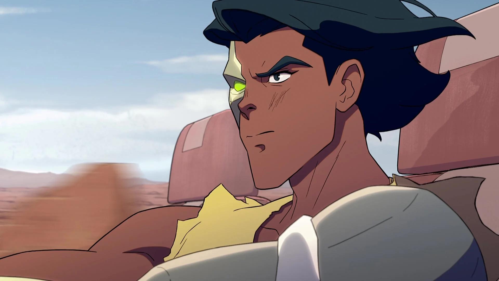 Captain Laserhawk (Nathaniel Curtis) prepares for a raid on Eden in Captain Laserhawk: A Blood Dragon Remix Season 1 Episode 6 (2023), Netflix