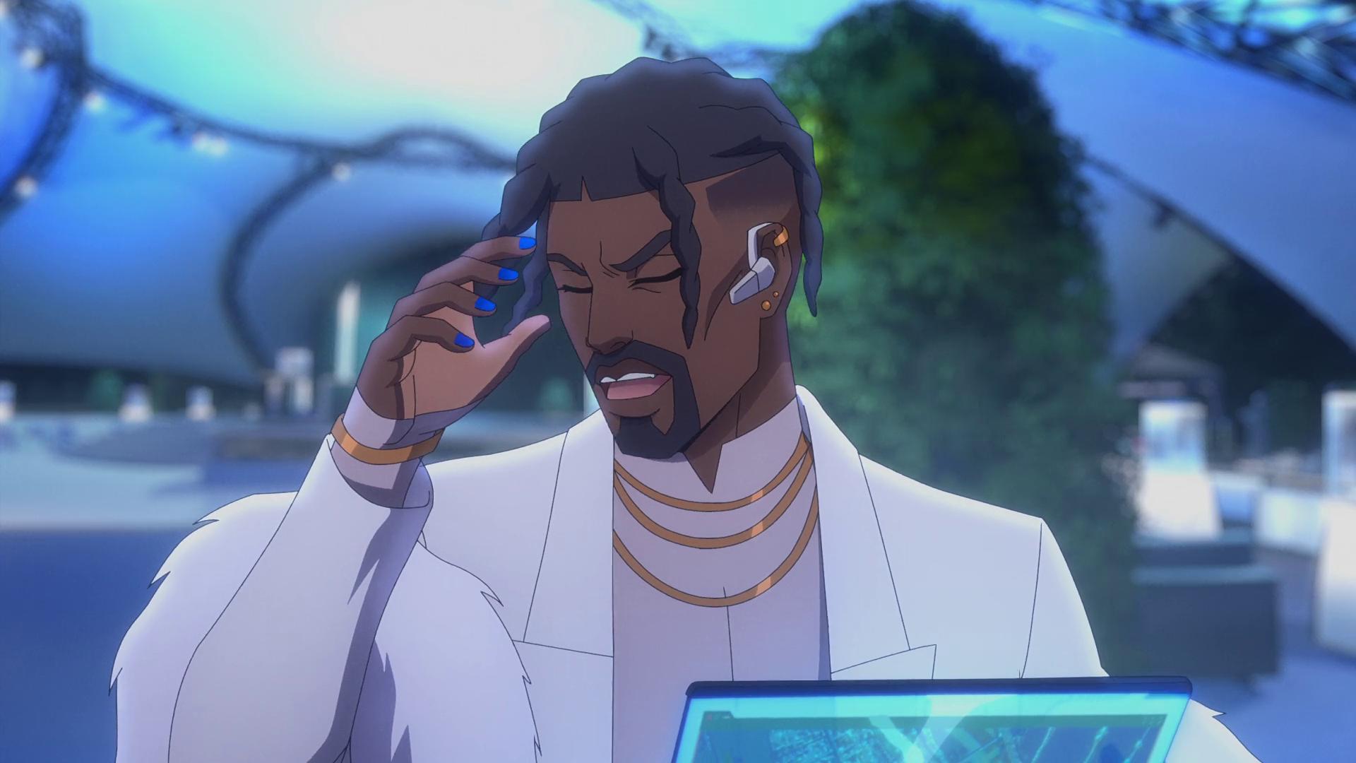 Zip (Allen Maldonado) gives Lara (Hayley Atwell) eye-in-the-sky directions amid a car chase in Tomb Raider: The Legend of Lara Croft Season 1 Episode 1 "A Single Step" (2024), Netflix