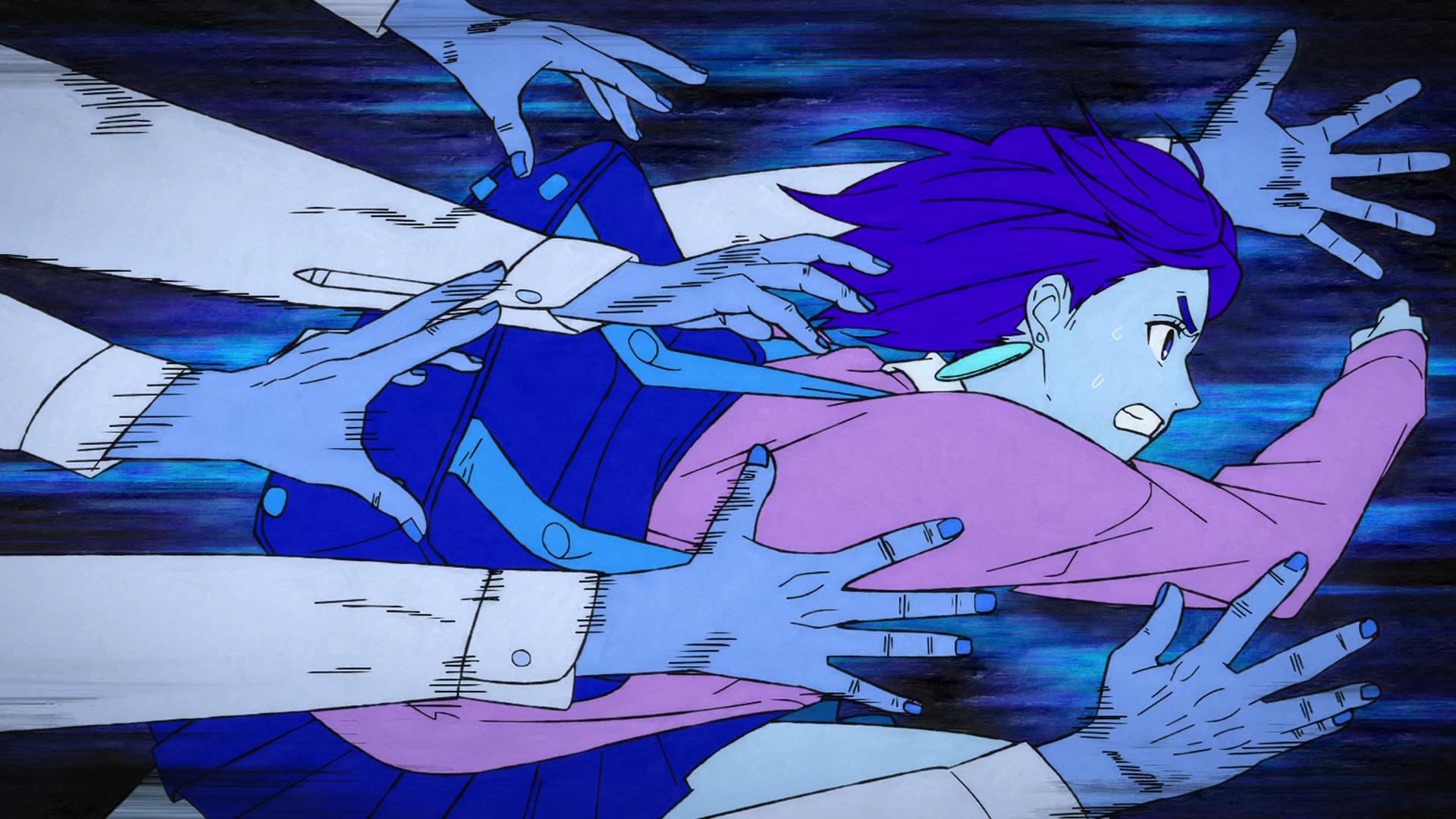 Momo Ayase (Shion Wakayama) runs from the Seropians in Dandadan Season 1 Episode 1 "That's How Love Starts, Ya Know!" (2024), Science SARU