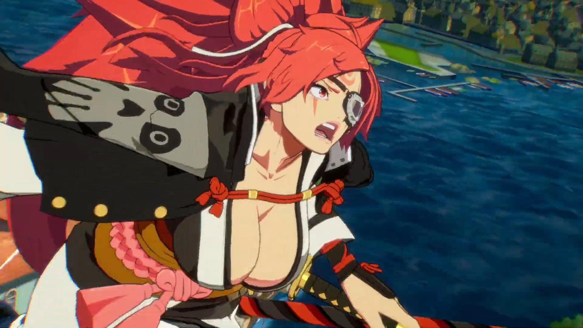 Baiken (Mayumi Asano) prepares to go on the offensive in Guilty Gear -Strive- (2021), Arc System Works